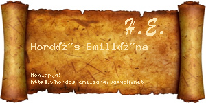 Hordós Emiliána névjegykártya